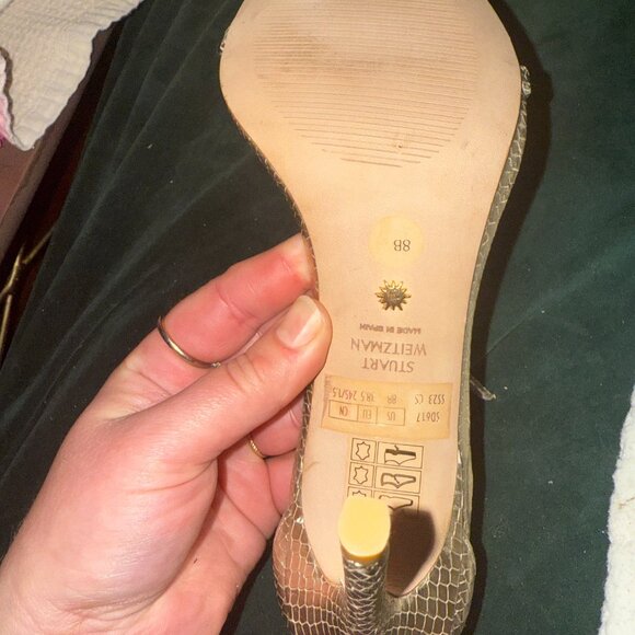 New Stuart Weitzman Metalic Snake (8) NUDISTCURVE 100 SANDAL - Picture 4 of 7